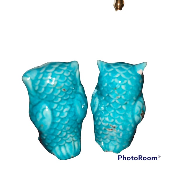 🔥🔥Ceramic. Home Decor, Blue Owls. Set of 2. - Picture 2 of 4